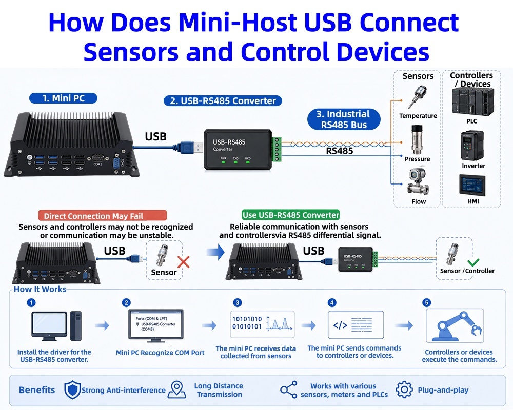 Últimos blogs da empresa sobre Crescente demanda por aquisição de dados de automação industrial Como o Mini Host USB conecta sensores e dispositivos de controle