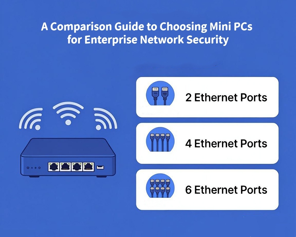 Últimos blogs da empresa sobre Dual LAN 4 LAN ou 6 LAN? Um Guia de Comparação para Escolher Mini PCs para Segurança de Rede Empresarial