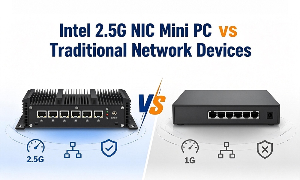 Últimos blogs da empresa sobre Intel 2.5G Ethernet Mini PC VS Dispositivos de Rede Tradicionais: Diferenças de Aplicação para Redes Empresariais Flexíveis