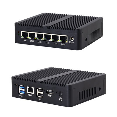 Celeron J6412 6GbE LAN Firewall Mini PC com MSATA SSD 32GB RAM Roteador de Firewall Preto