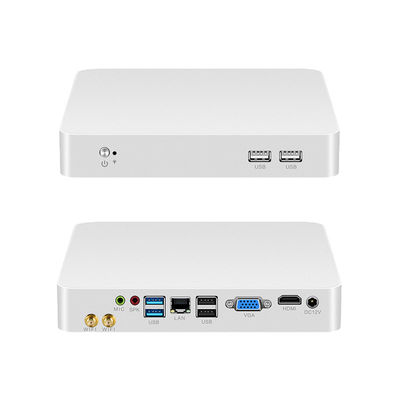 Intel Mini PC com processador Core Series DDR3 RAM e chassi de alumínio branco