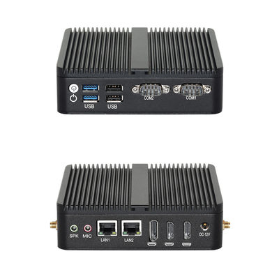 Intel N100 PC industrial sem ventilador com chassi preto Portos de exibição triplos para industrial