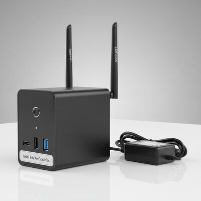 300M Wifi Dual Antennas Mini PC com gráficos Intel Iris Xe integrados e 12V 2.4 um adaptador para redes sem fio